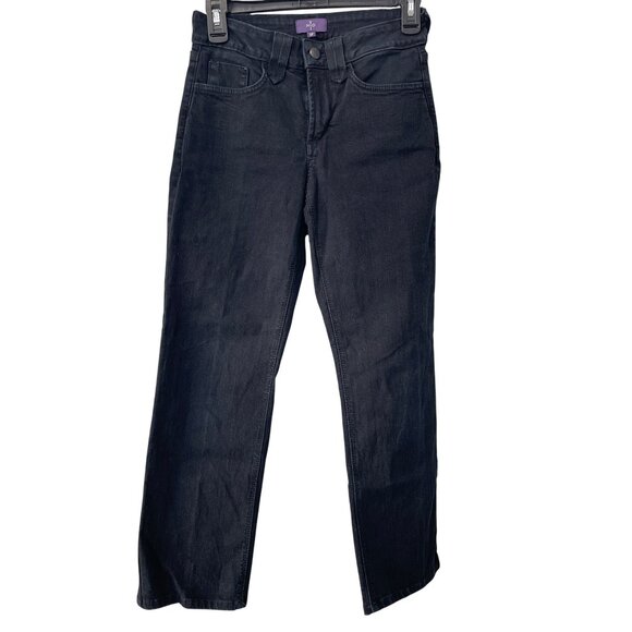 NYDJ Hayden Straight Leg Jeans Size 0P Mid Rise Blue Dark Wash Denim Business - Picture 3 of 9